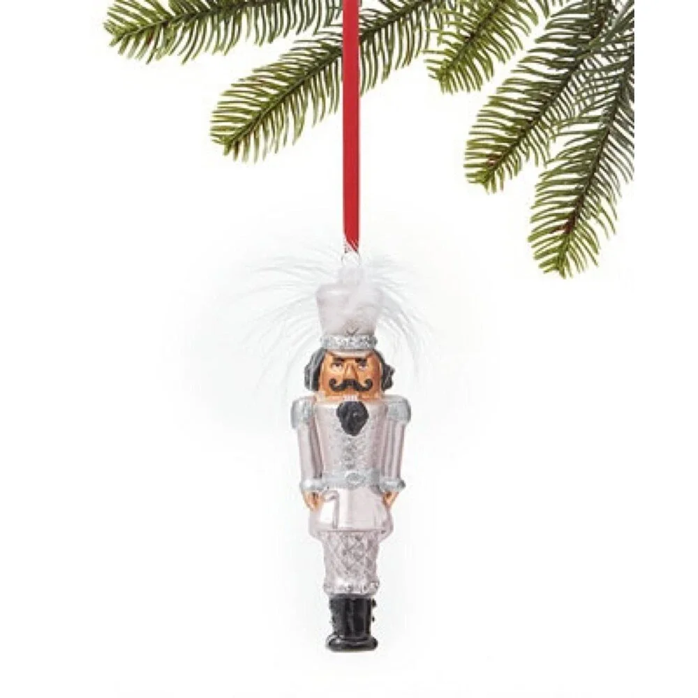 Holiday lane Royal Holiday Glass Nutcracker with Feather Hat Ornament